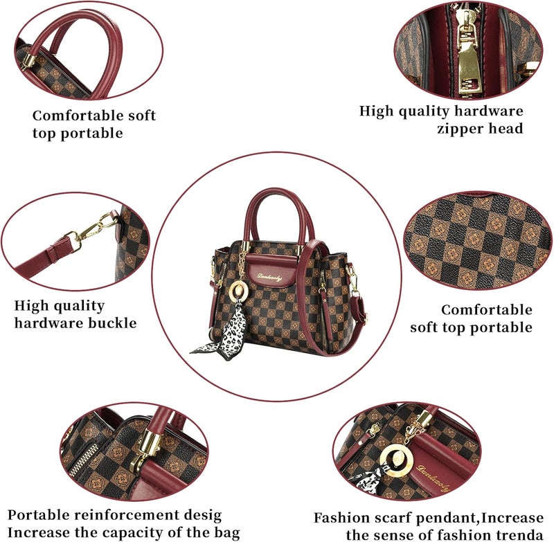 Phevos Women Handbags and Purse Tote Bags Ladies Satchel Shoulder Bag Retro Top Handle Hobo Purse - Image 4